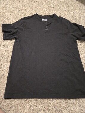 Basic Editions Black Short-Sleeve Henley Polo